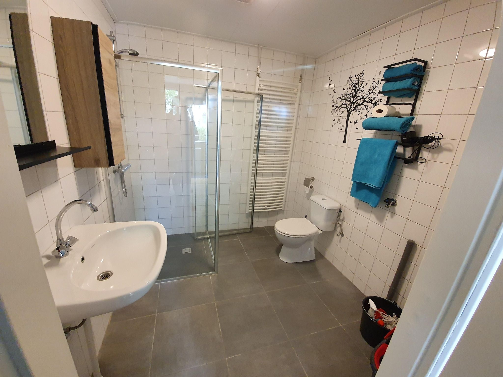 De badkamer van Elperhof Schoonloo 16B in Schoonloo