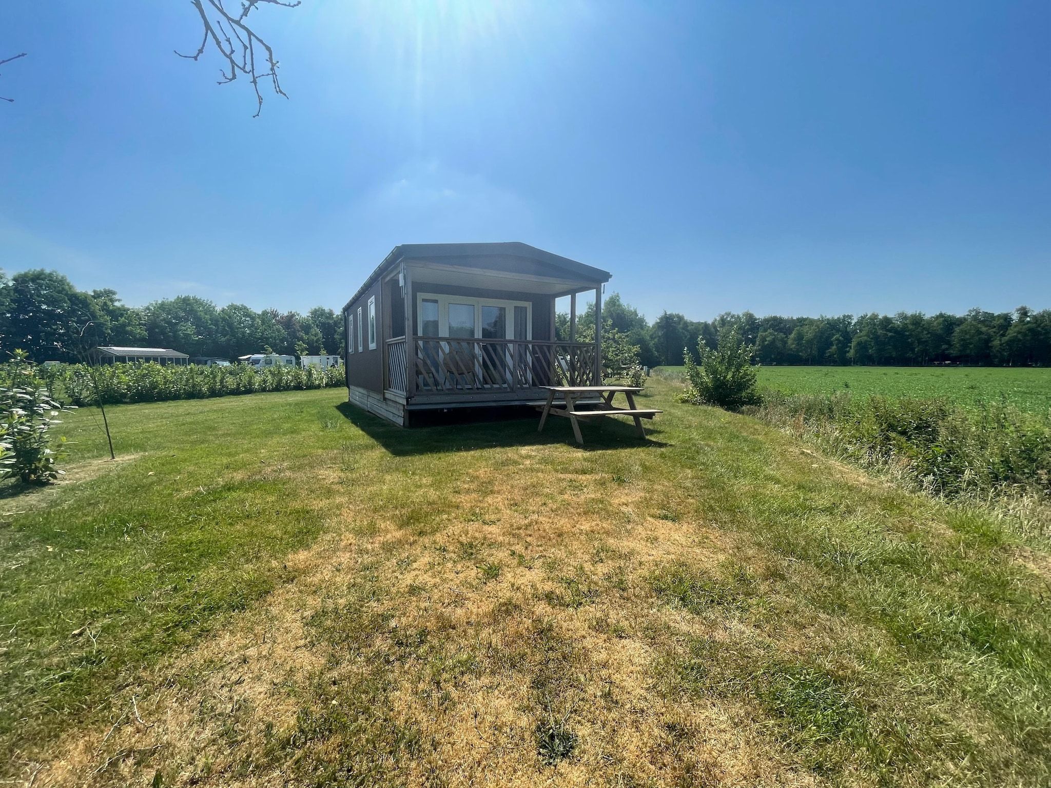 Het uitzicht vanaf Elperhof Leberenlodge in Schoonloo