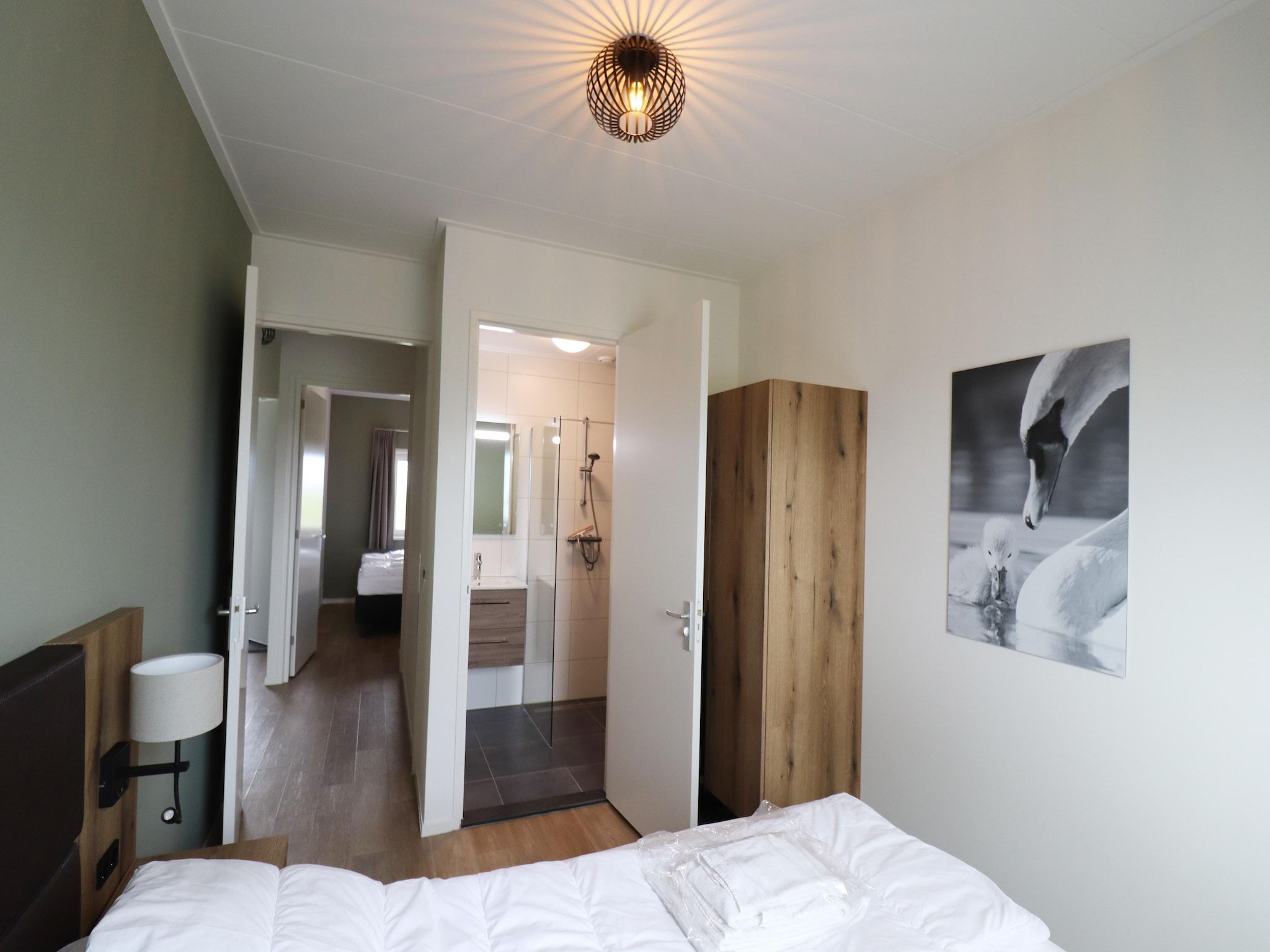Een slaapkamer van Friese Villa 6 pers met sloep optioneel bij te boeken in Leons