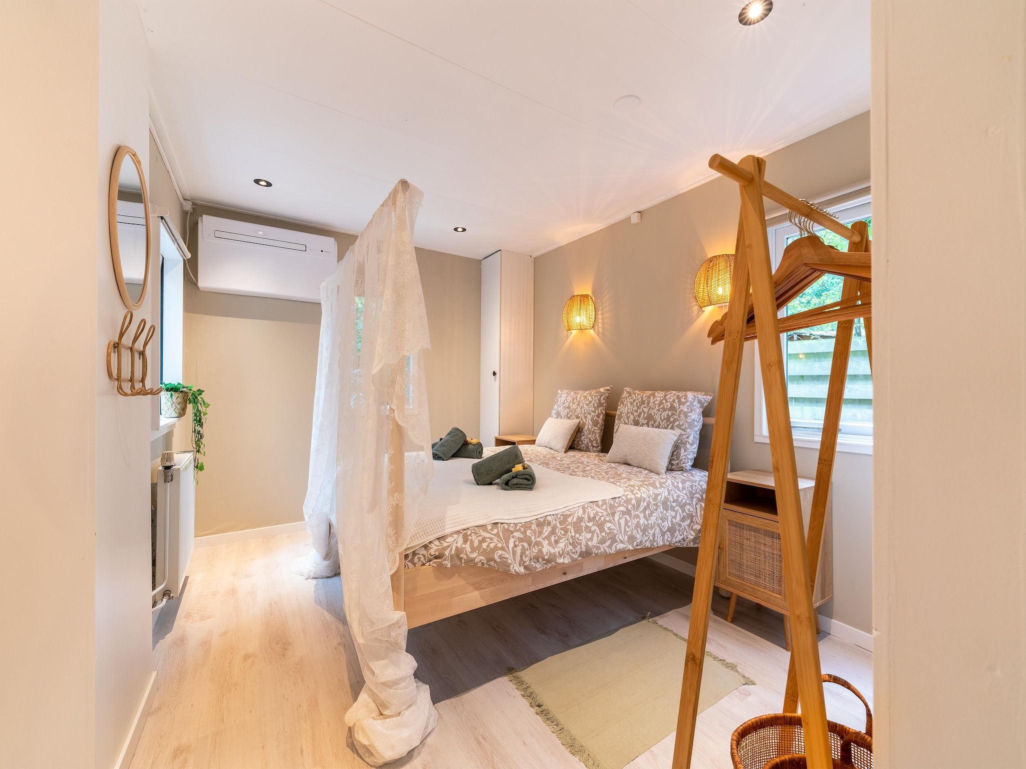 Een slaapkamer van Boshuisje Joy in Gelderland