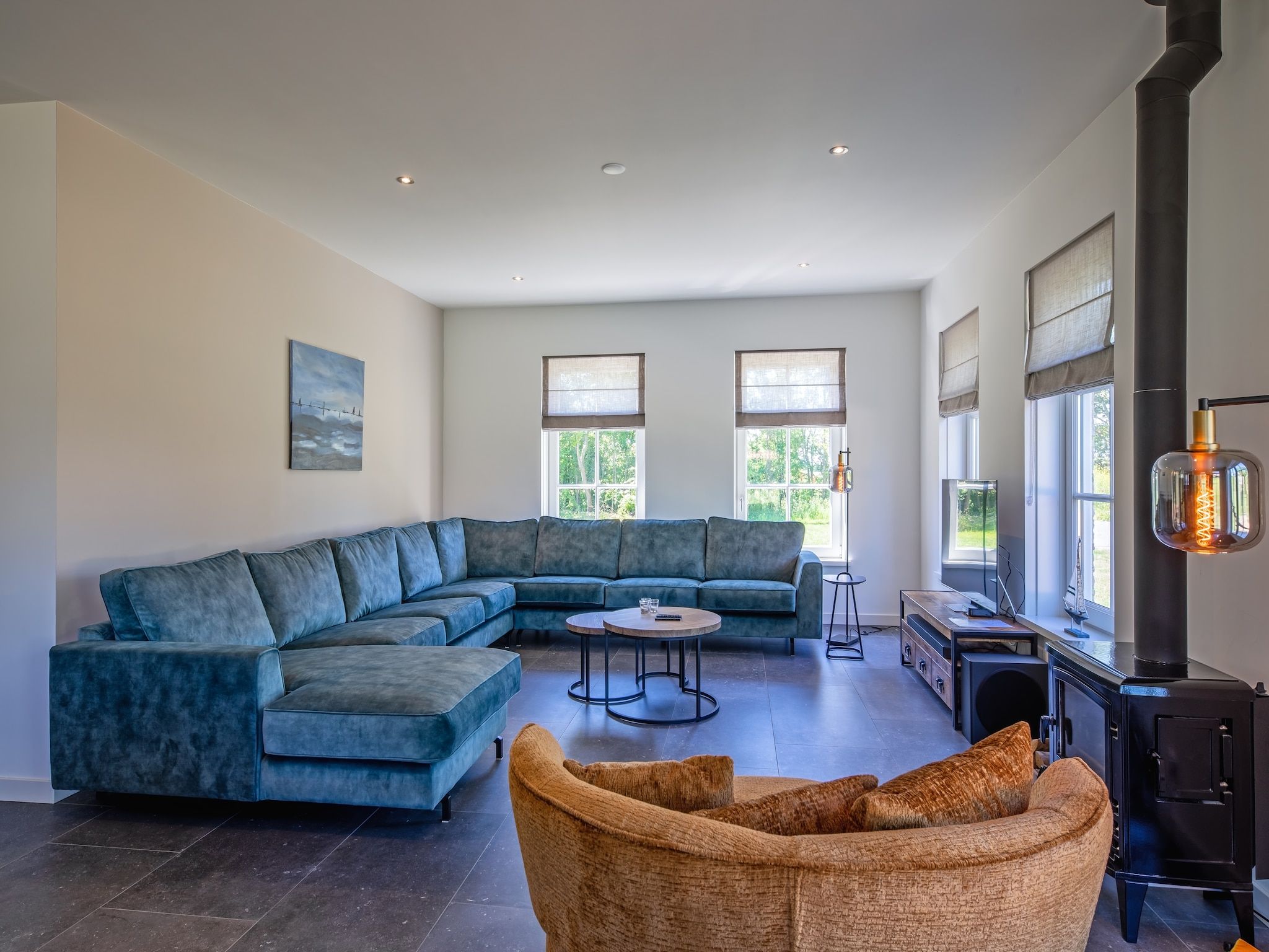 De woonkamer van Familievilla Nieuw-Zeeland in Oosterend