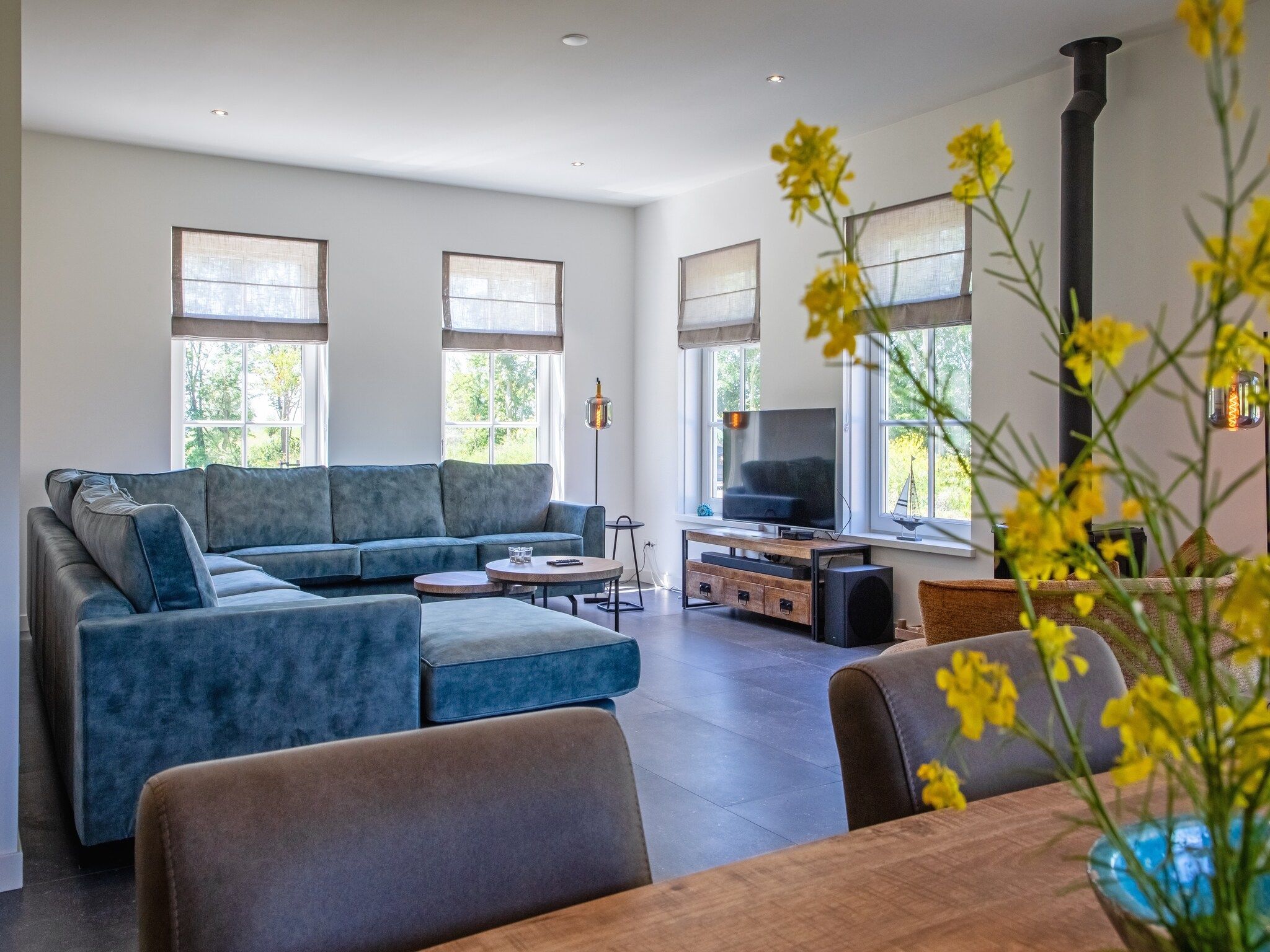 De woonkamer van Familievilla Nieuw-Zeeland in Oosterend