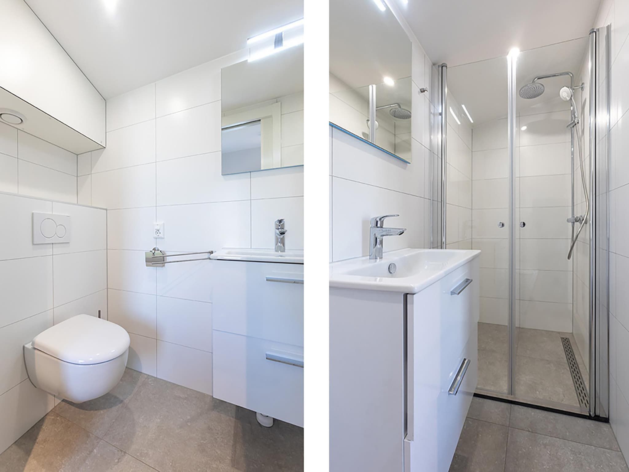 De badkamer van Docklodge 12 in Delfstrahuizen