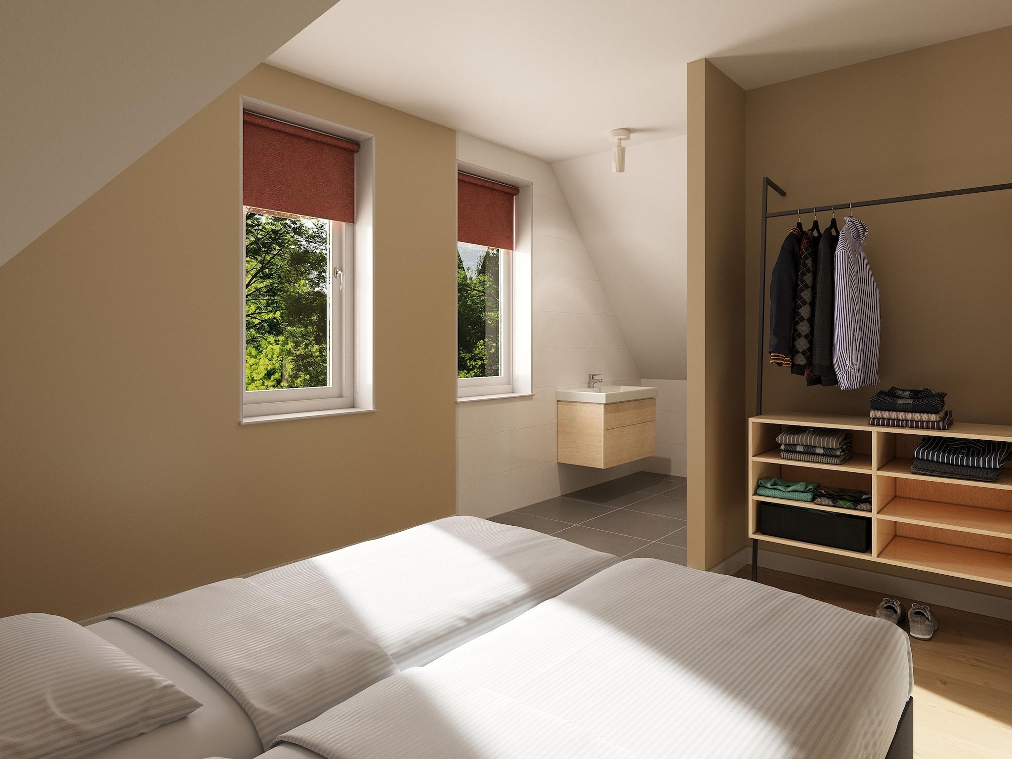 Een slaapkamer van Vooroeverhuys Wellness in PS Opperdoes